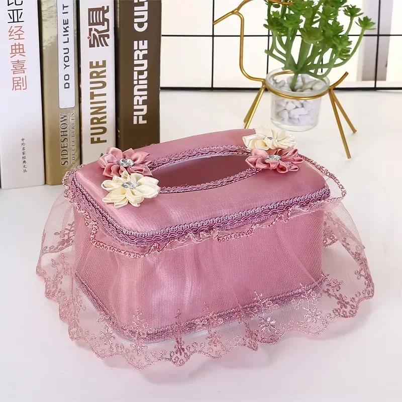 Rectangle Cloth Plastic Tissue Box Home Living Room Dining Table Decorate Lace European Style Originality Tissue Storage Boxes