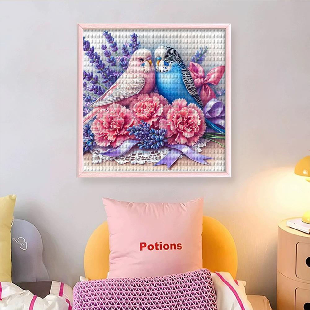 1 Set Full Embroidery Cotton Thread 11CT Printed Fantasy Flowers Cross Stitch Kits DIY Arts Ornament Home Decorations 40x40cm