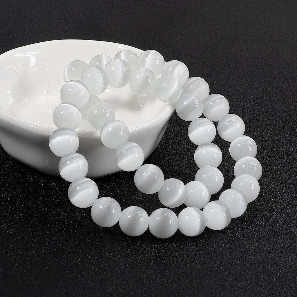 Weiße Katzenaugenstein lose Perlen (4-12MM) für DIY Armband, Halskette, Haarnadel, Ohrringe