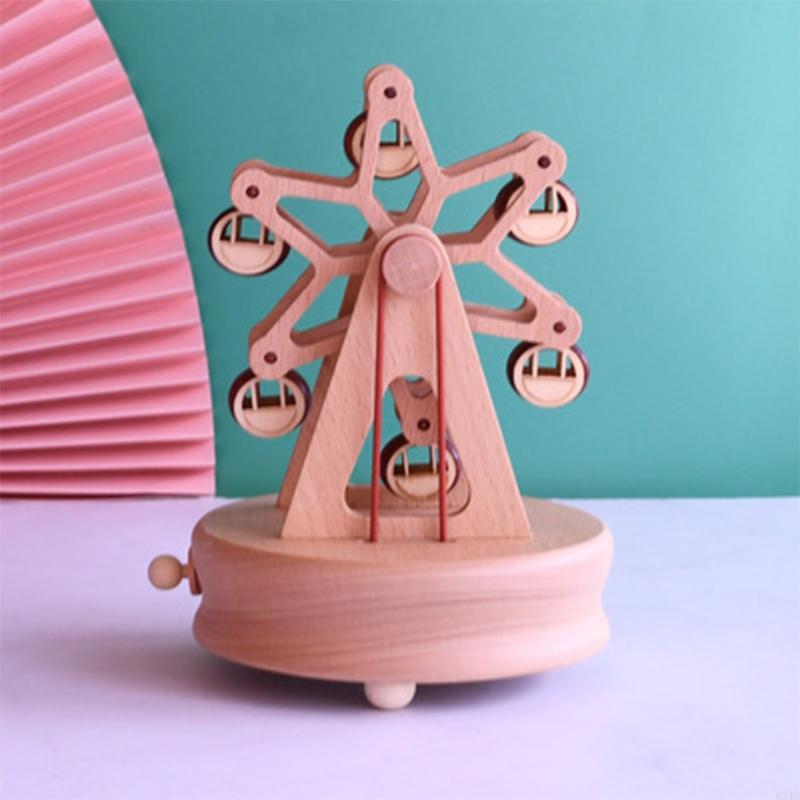 KX4B Romantic Rotating Wooden Music Box Handcraft Collection Home Decorations Christmas Valentine's Day Birthday Gifts
