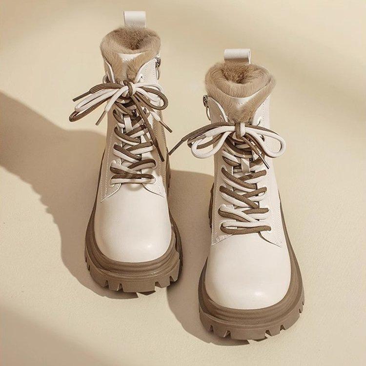 

Short boots thick-soled snow boots new winter velvet thickened Martin boots large cotton thermal cotton shoes 35