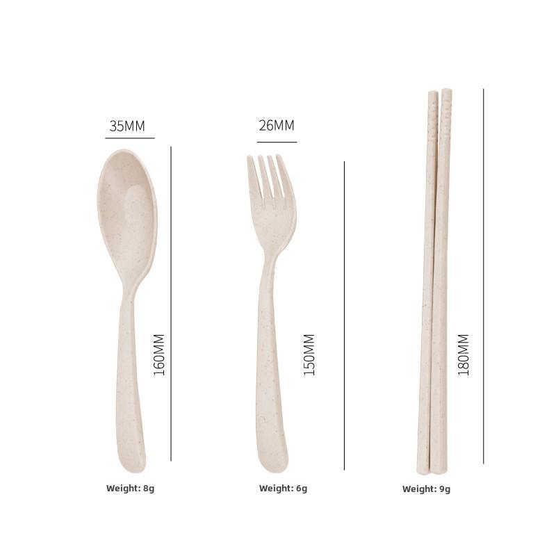 Ensemble de vaisselle portable pliable en blé: Baguettes pliantes créatives, Fourchette, Cuillère, Design en plastique adapté aux étudiants