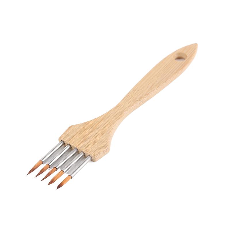 Round/Flat Multi-Tooth Comb Brush Nylon Wool Bamboo Handle Watercolor Brush Painting Supplies Art Stationery Acrylic Paint Brush