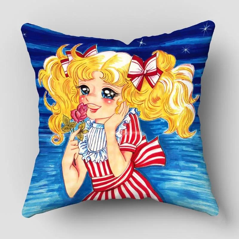 Candy New Anime Pillow Cover Bedroom Home Office Decorative Pillowcase Square Zipper Pillow Cases Satin Fabric No Fade 10.16WJY