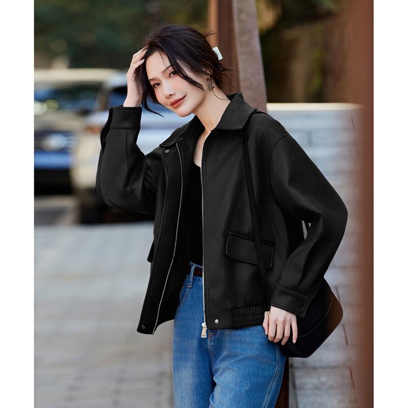 TERRE BLEUE Damen Jacke aus Kunstleder mit lockerem Schnitt