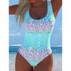 Costume da Bagno Intero Sexy Estivo  Stampa a Macchie d'Inchiostro Vestibilità Aderente e Modellante, Scollatura Profonda sulla Schiena a U, Costume da Bagno alla Moda Accattivante per Spiaggia Piscina Vacanze