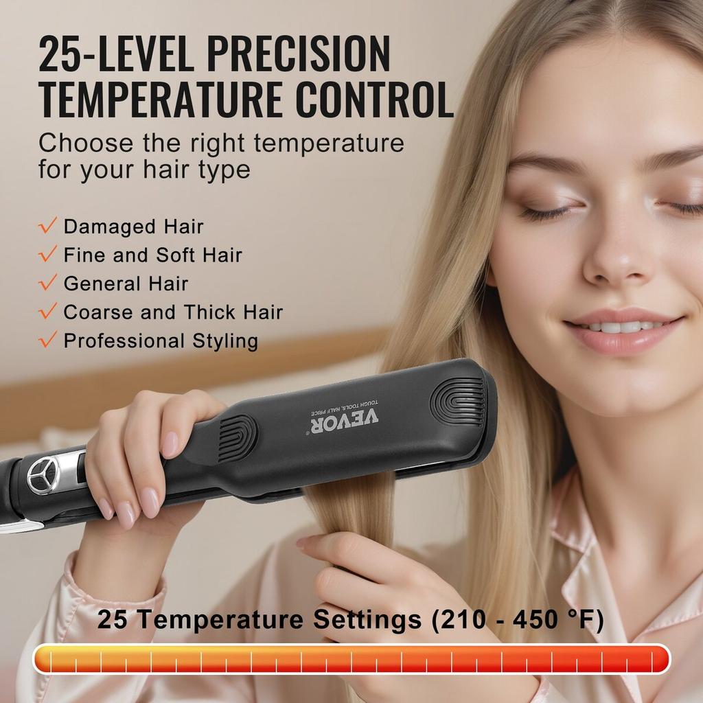 Hair Straightener 1.5-inch Titanium Flat Iron & Negative Ion 25 Temp Level
