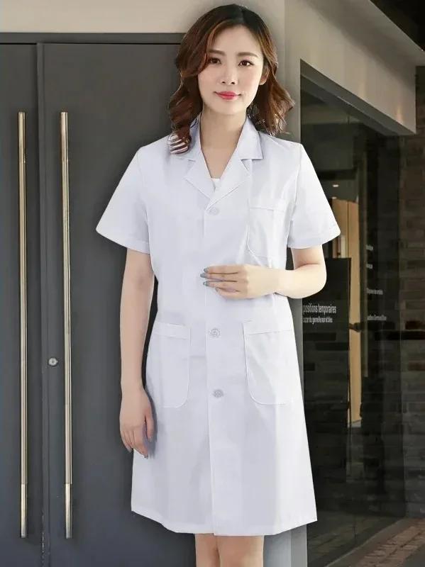 Medical Lab Coat Set Unisex Doctor Uniform Women Long Sleeve Men Short Sleeve White Coat for Laboratory Chemistry XL