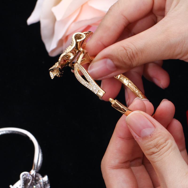 Ki0076 Ring Bracelet Two-Piece Set Full Of Zircon Flower Combination Set.