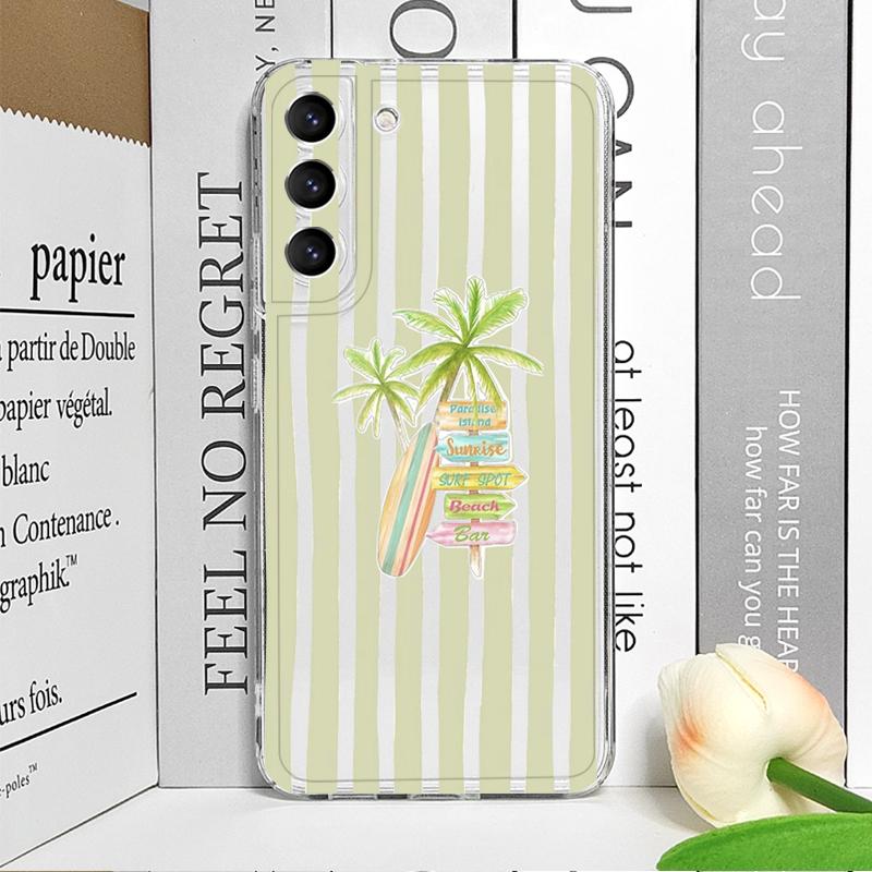 Creative Palm Coconut Tree Striped Pattern Phone Case for Samsung Galaxy S26 S25 Ultra S24 S23 S22 Plus S21 FE S20 5G Soft Cover