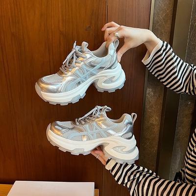 7.5Cm Korean Version Retro Thick-soled Heightening Dad Shoes Women's 2025 New Summer Breathable Sports and Leisure Shoes