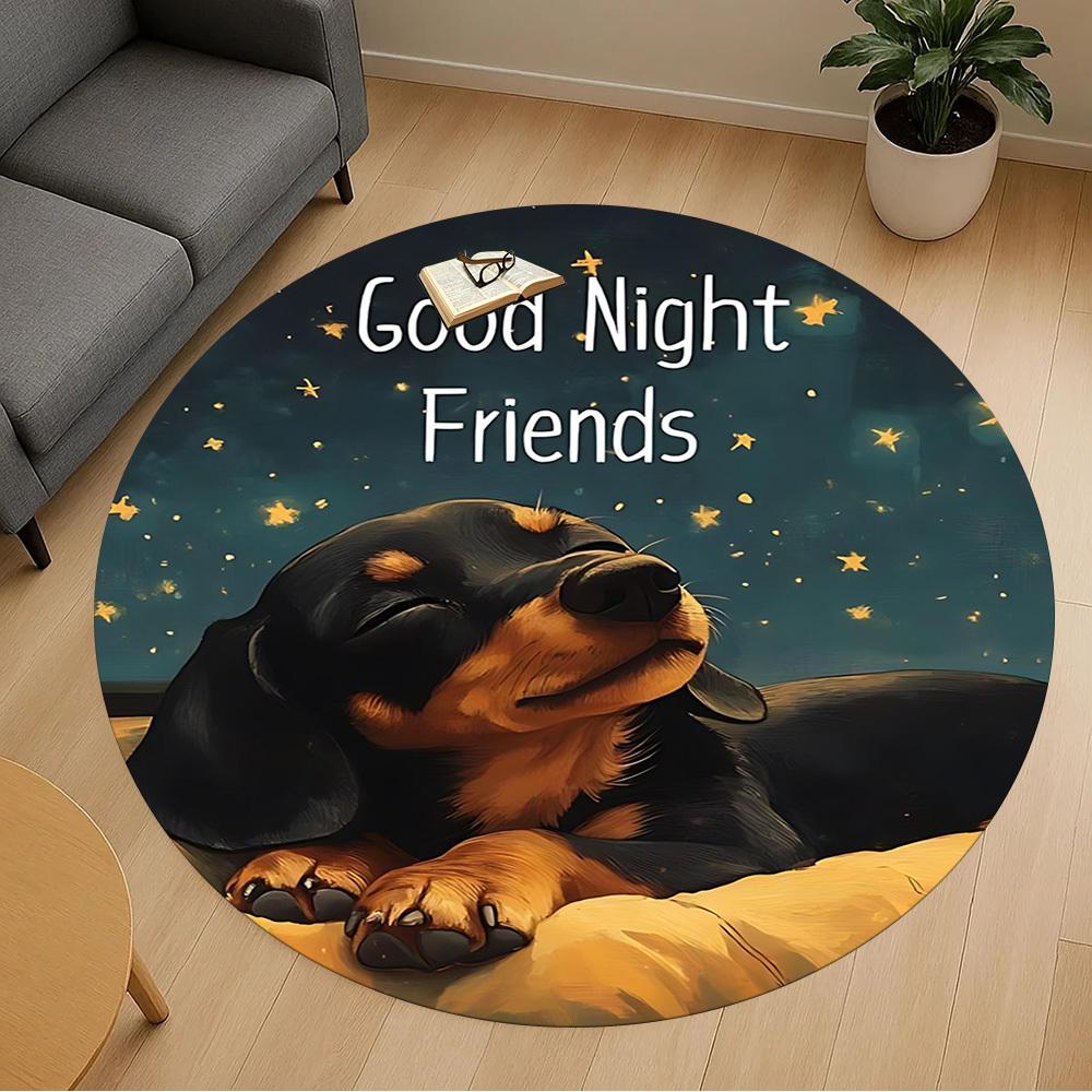1pc Good Night Friends Round Chair mat office Area Rug - Non-Slip, Floor Mat for Office, Bedroom, and Indoor Decor p127003