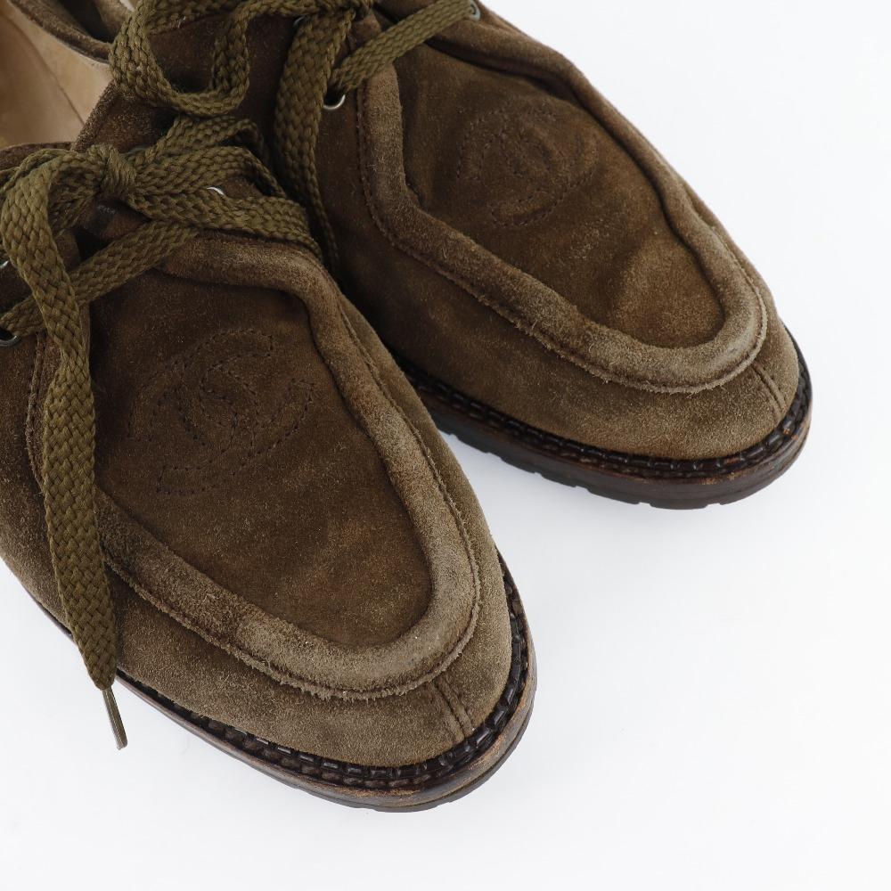 Chanel COCO Mark Moccasin Brown Suede Women Used
