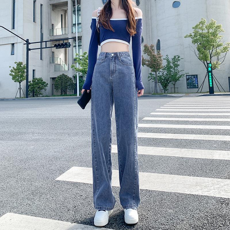 

Denim Trousers Vintage Wide Leg Pants Women Korean Straight Long Pants High Waist Casual Loose Autumn S