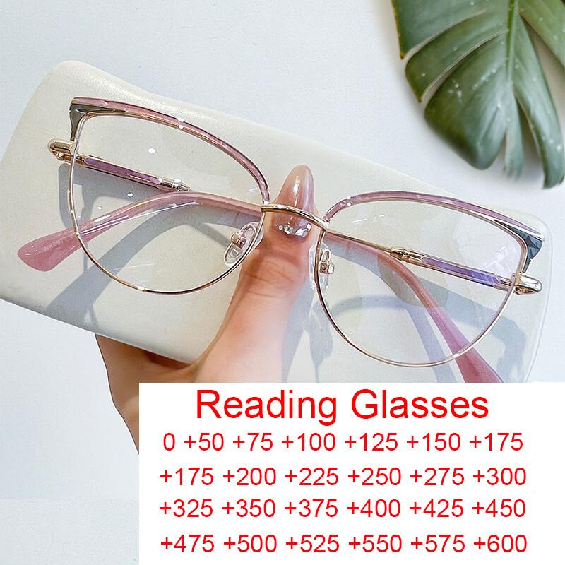 Blue Light Glasses Women Oversized Eyeglasses Fashion Clear Computer Glasses Semi-Rimless Eyewear Optical Spectacle Pink