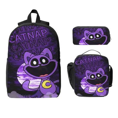CatNaps Kinderrucksack Brotdose Federmäppchen für Jungen Mädchen Rucksäcke Schultasche Schulranzen Set