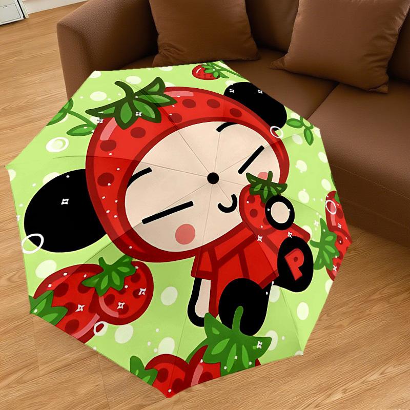 1PC Strawberry Cartoon Umbrella-8-Rib Reinforced, Automatic Open, Lightweight & Durable, Cute Fashion Accessory for Outdoor-Y0345