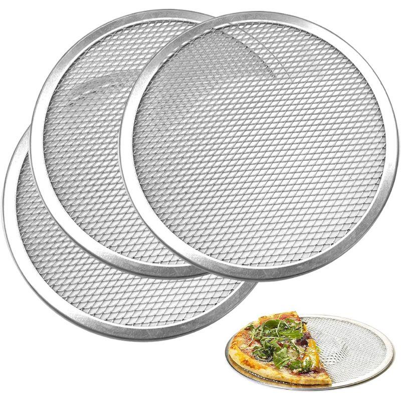 AEE4-3Pcs Pizza Screen 12 Inch Restaurant-Grade Pizza Rack With Seamless Edge Round Pizza Baking Pan Baking Tool