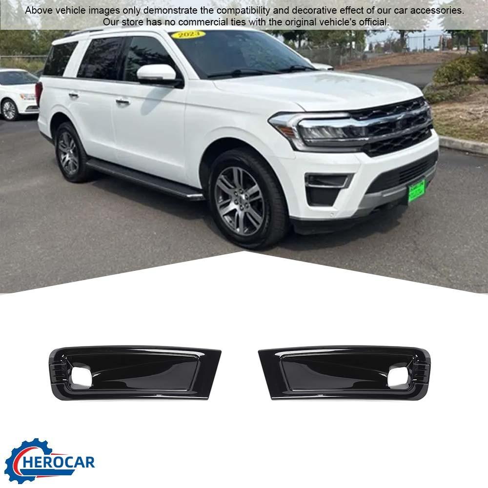 Pair Front Bumper Fog Light Lamp Trim Cover Guards For Ford Expedition -2024