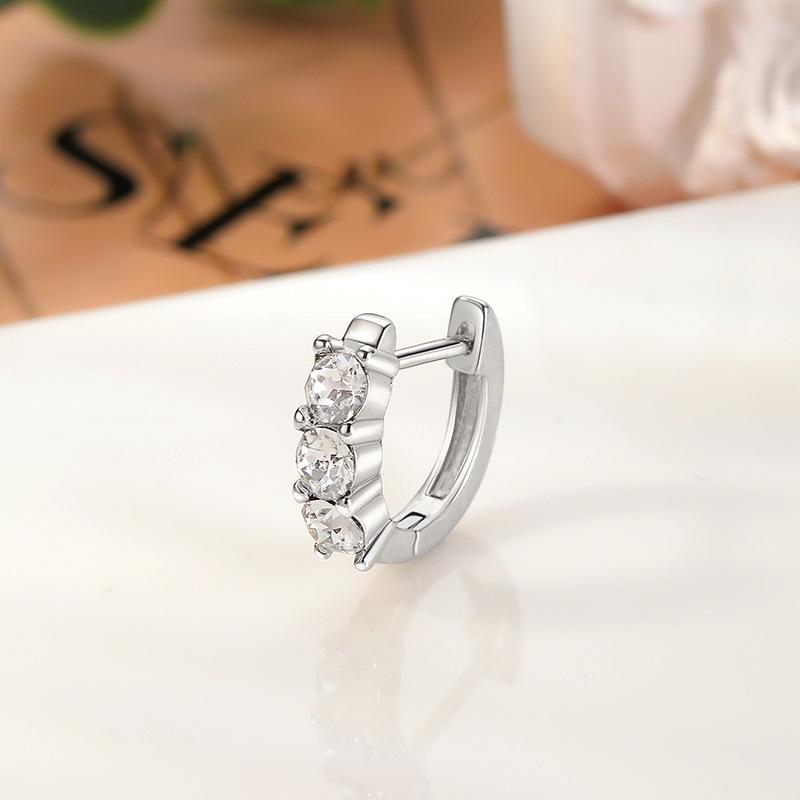 Exquisite Zircon Stud Earrings: Stylish Titanium Hoop with Micro-Paved Shiny Edge Design.