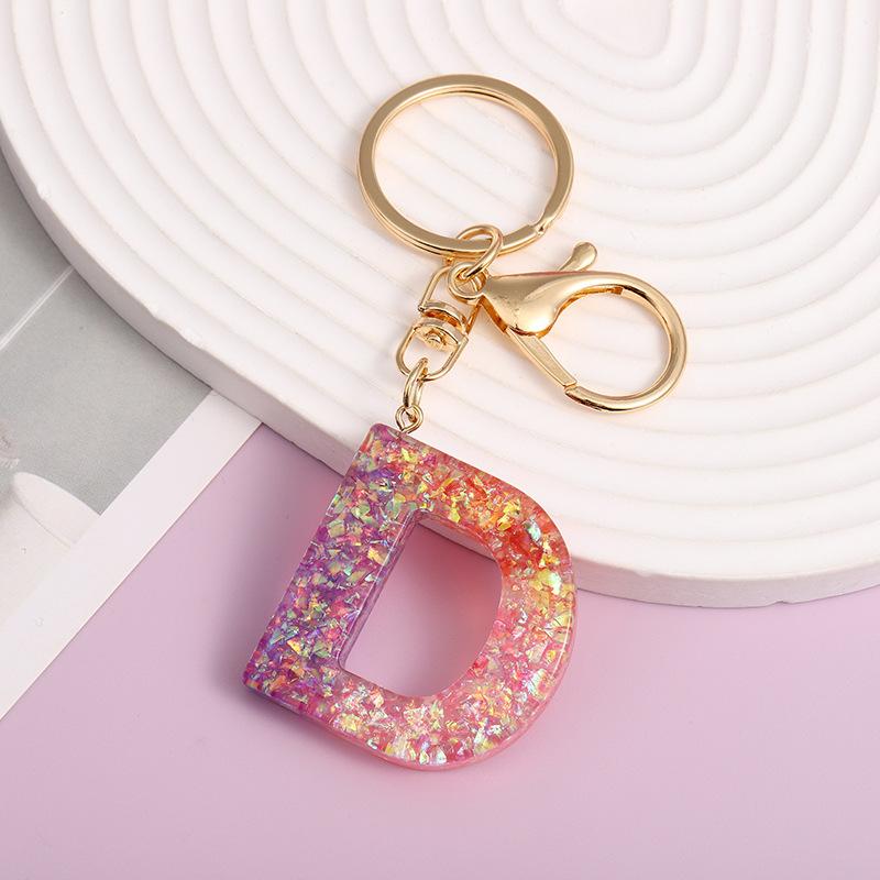 Ab Glue Fuchsia Gradual Change Letter Keychain Pendant Pendant Japanese And Korean Style Popular Versatile Keychain Jewelry
