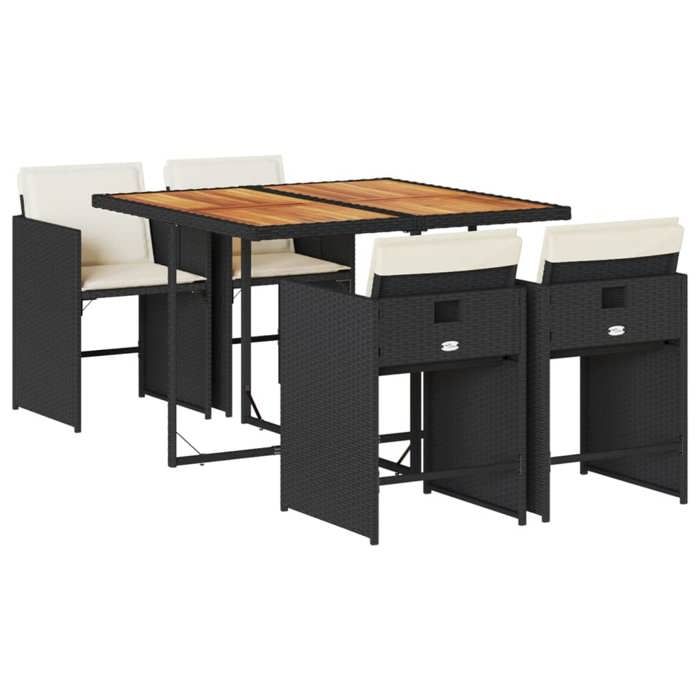 VidaXL Ensemble à manger de jardin coussins 5pcs Noir Résine tressée 3277850