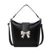 2024 New Casual Armpit Bag Simple Street Fashion Handbag Crossbody Bucket Bag Women French Chic Shoulder Bag Black
