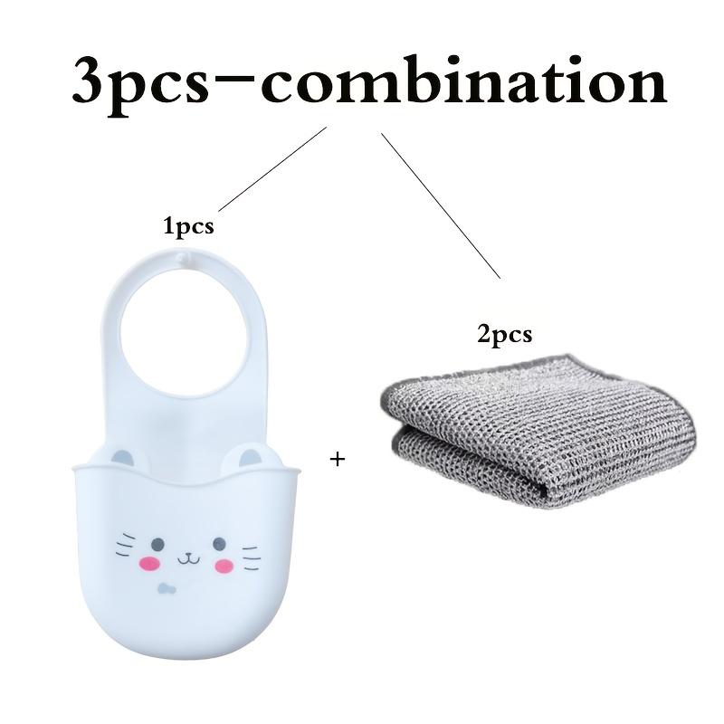 3pcs Set, Cute Cat Silicone Faucet Cover, Sponge Holder with Drainage Hole, Drying Rack, Storage Rack, Over-Sink Drain Rack 3pcs-combination