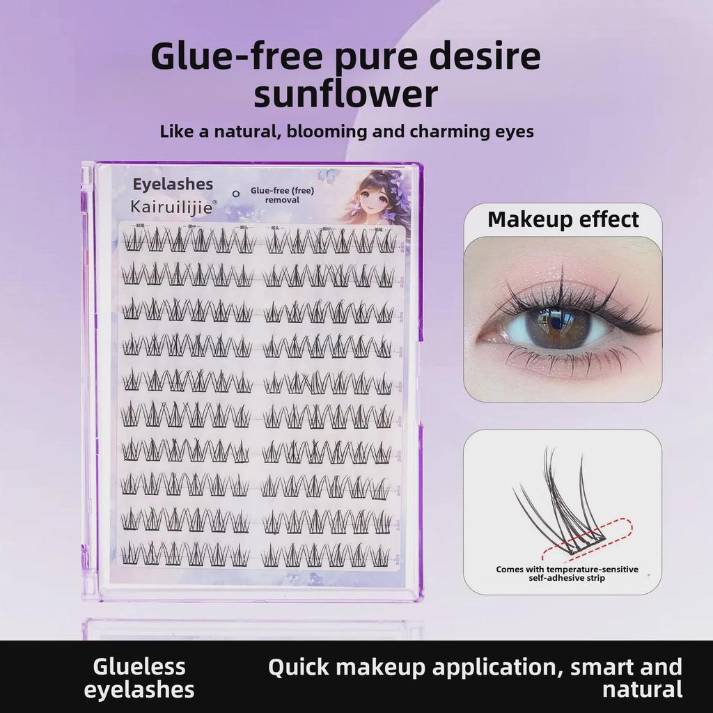 Li Ji Premium Glue-Free False Eyelashes: Natural, Fairy-Inspired, Segmented, Ultra-Fine Stem, Large Capacity.