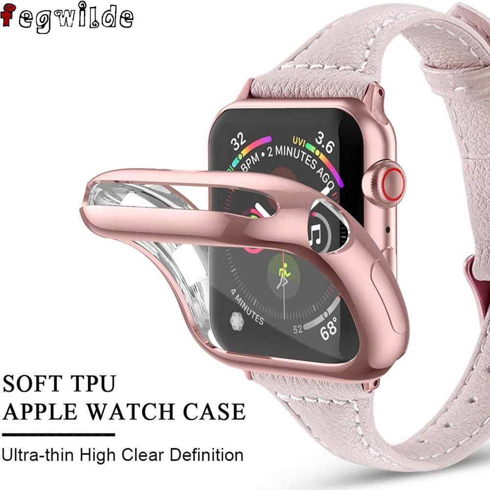 Cover for Apple Watch Case 45mm/41mm 44mm/40mm 42mm/38mm TPU Bumper Accessories Screen Protector iWatch Series 6 4 3 SE 7 8 Case