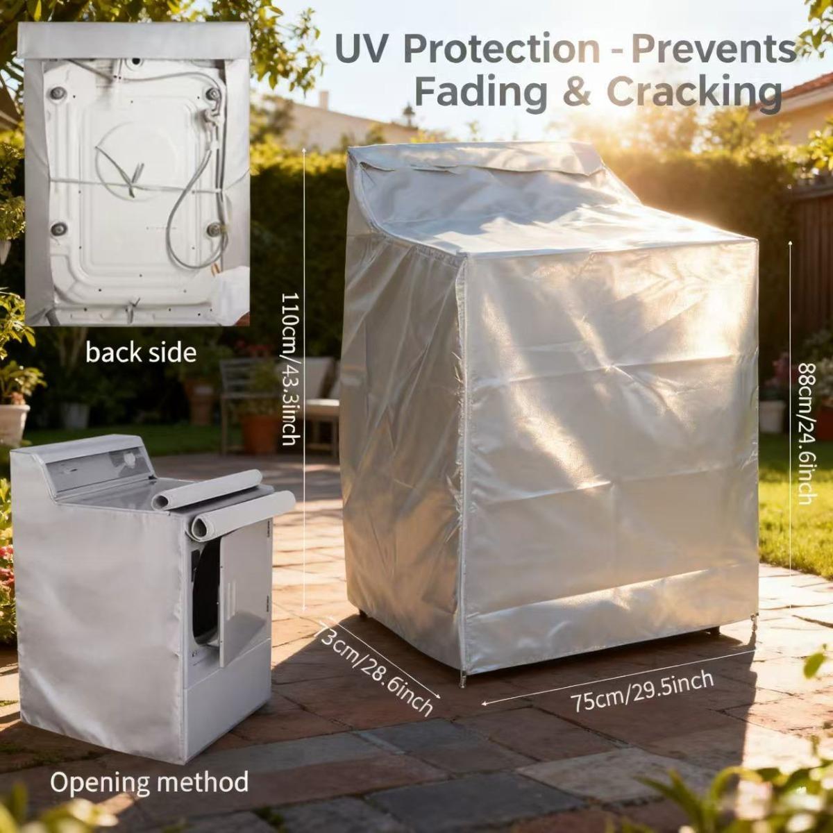 Защитный чехол от солнца для стиральной машины/сушилки, Пылезащитный чехол для хранения, Защита от солнца и УФ-излучения, Для использования на улице и в помещении 73x75x88x110cm прозрачный