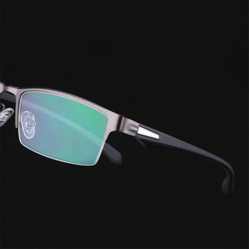 Half Rim Chameleon Myopia Glasses Men Vintage Semi-Rimless Square Photochromic Prescription Spectacle Male -0.5 -0.75 To -6.0