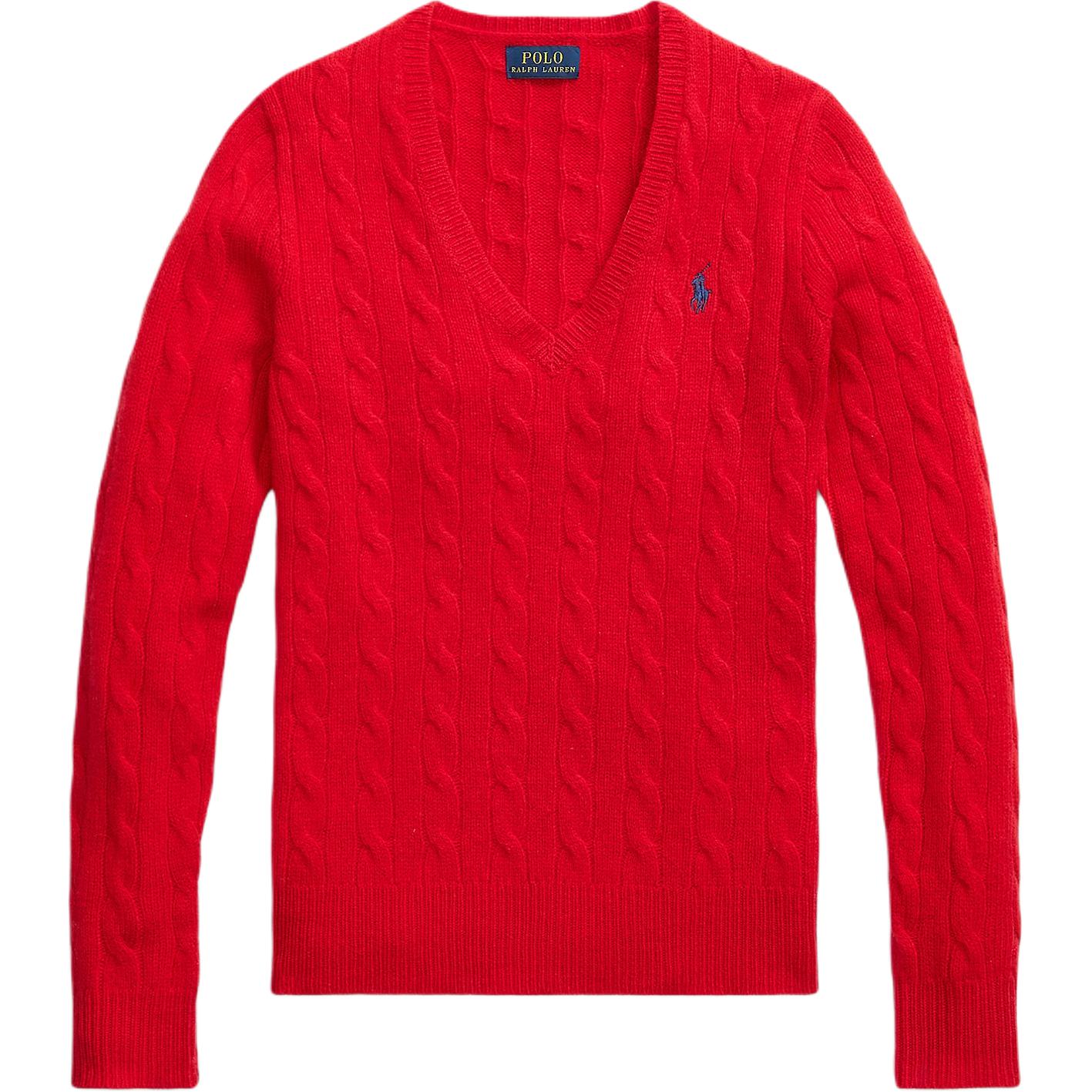 

Polo Ralph Lauren Вязаный свитер с V-образным вырезом и вышитым пони с длинным рукавом Женский свитер 211888688-502 M
