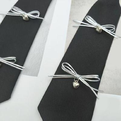 Youthful Bowknot Embellished Campus Tie Aesthetic School Girls Uniform Pre Tied Necktie Adjustable Tie Shirt Accessory