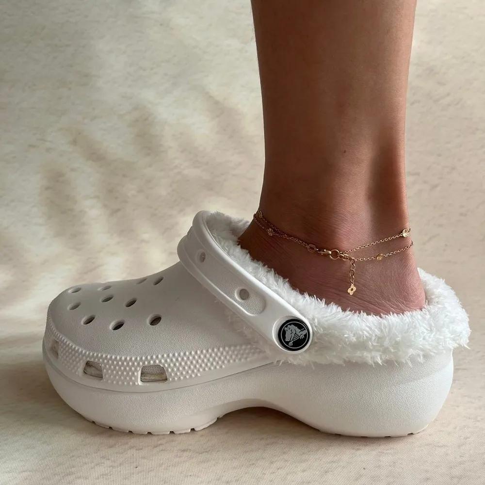 Crocs Compatible Detachable Fur Lined Clogs Pearl Thermal Protection