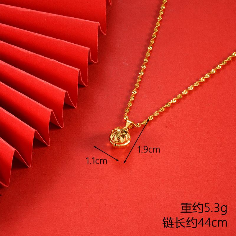 Vietnamese gold-plated necklace for women, long-lasting color, vintage heart-shaped imitation gold jewelry, copper alloy accessory, new clavicle