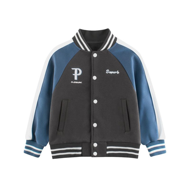 Brand Export Original 2026 Autumn and Winter New Children's Baseball Jacket, Unisex Sweatshirt with Fleece Lining for Older Children