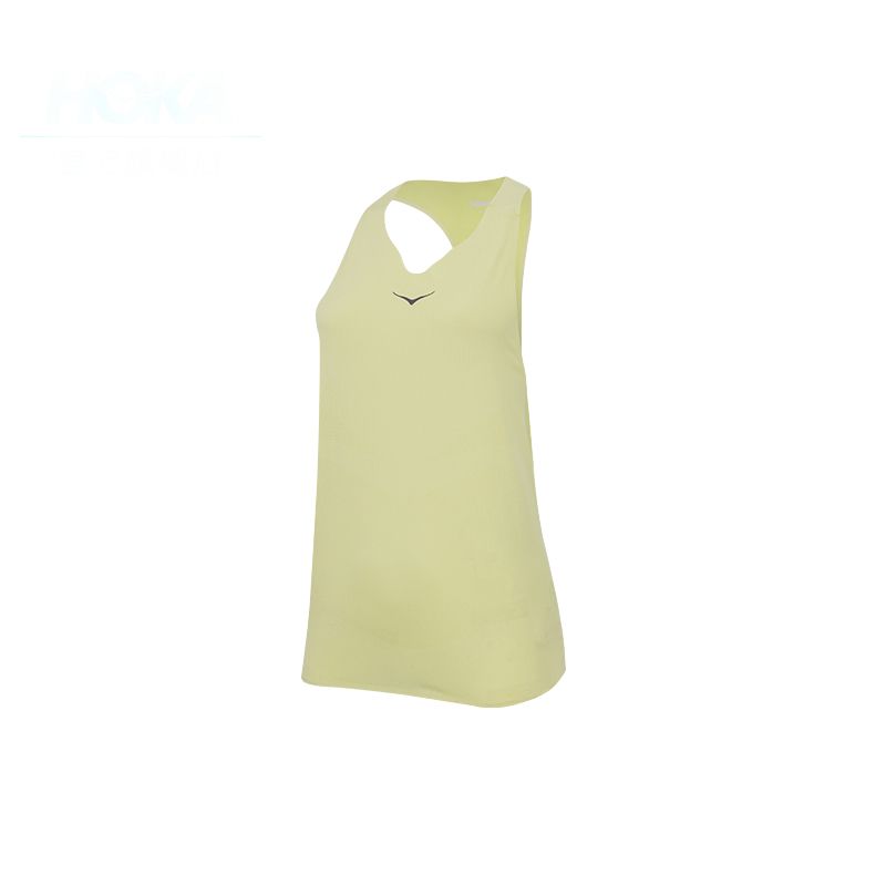 Hoka One One Race Singlet Soft Comfortable Skin-Friendly Lightweight Breathable Vest Men tops Citrus-Yellow 1164154