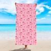 Cute Pink Bow Heart Pattern Beach Towel Soft Quick Dry Absorbent Swim Towel Girly Sweet Beach Towel Summer Vacation Travel
