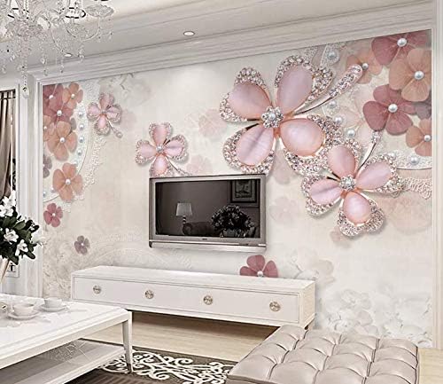 3d Jewel Pink Flowers Wall Paper European Style Luxury Wall Mural Living Room Tv Sofa Home Decor Wallpaper