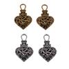 Filigree Heart Charms Antique Alloy Pendants For Vintage Floral Jewelry