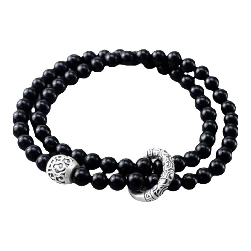 Men s Obsidian Lucky Charm Bracelet
