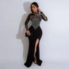 Mesh See-Through Dress Nightclub Style Dress European and American Cross-Border Dress Evening Party Dress Gown