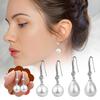 1 Pair Water Imitation Pearls Pearl Earrings Water Drop Shape Round Ear Studs Sparkling Inlaid Stud Earrings Women Gift