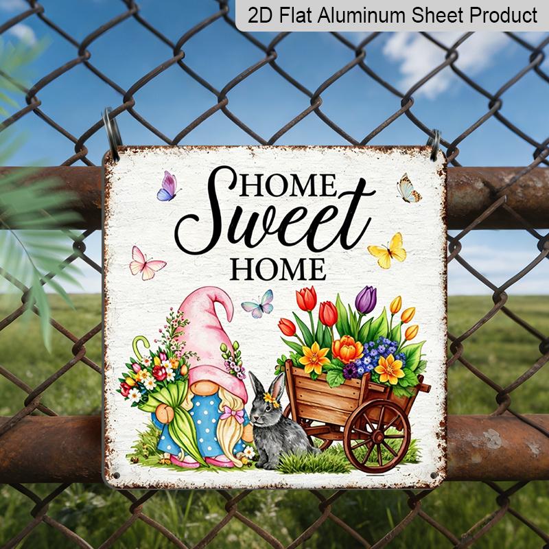 

2D Flat - 1pc Vintage Aluminum Metal Sign for Outdoor Wall Decoration, Featuring A Retro Tin Style with The Phrase Home, Sweet Home . This 20*20cm