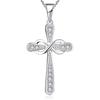 Sterlingsilber S925 Kreuz Halskette mit Schleife Zirkon Anhänger für Damen - Trendiges Schmuck Accessoire