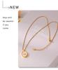 Brand French Retro Mother-of-Pearl Zircon Inlaid Copper Pendant with 18k Gold Plated Titanium Steel Chain
