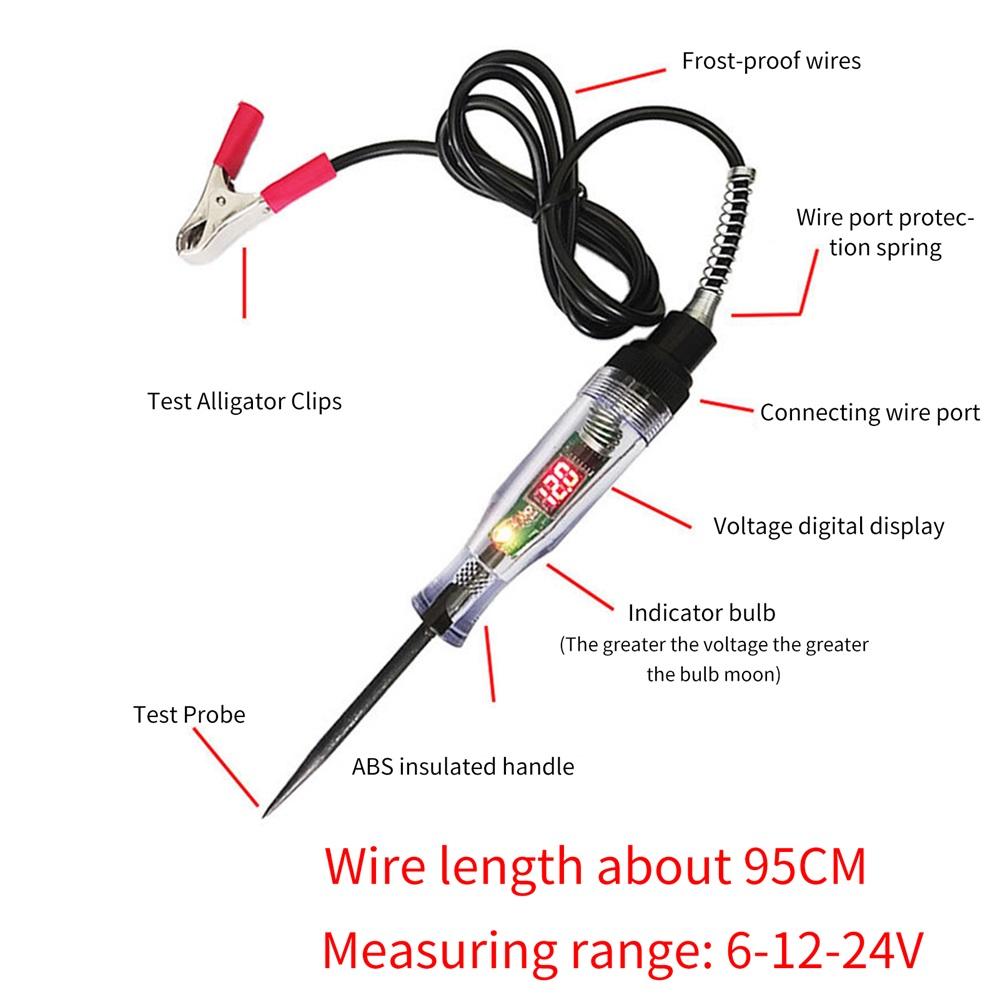 

Auto 6-24 V DC Car Truck Voltage Circuit Tester Car Test Long Probe Pen Light Bulb Automobile Car Test Polarity Pen Tools