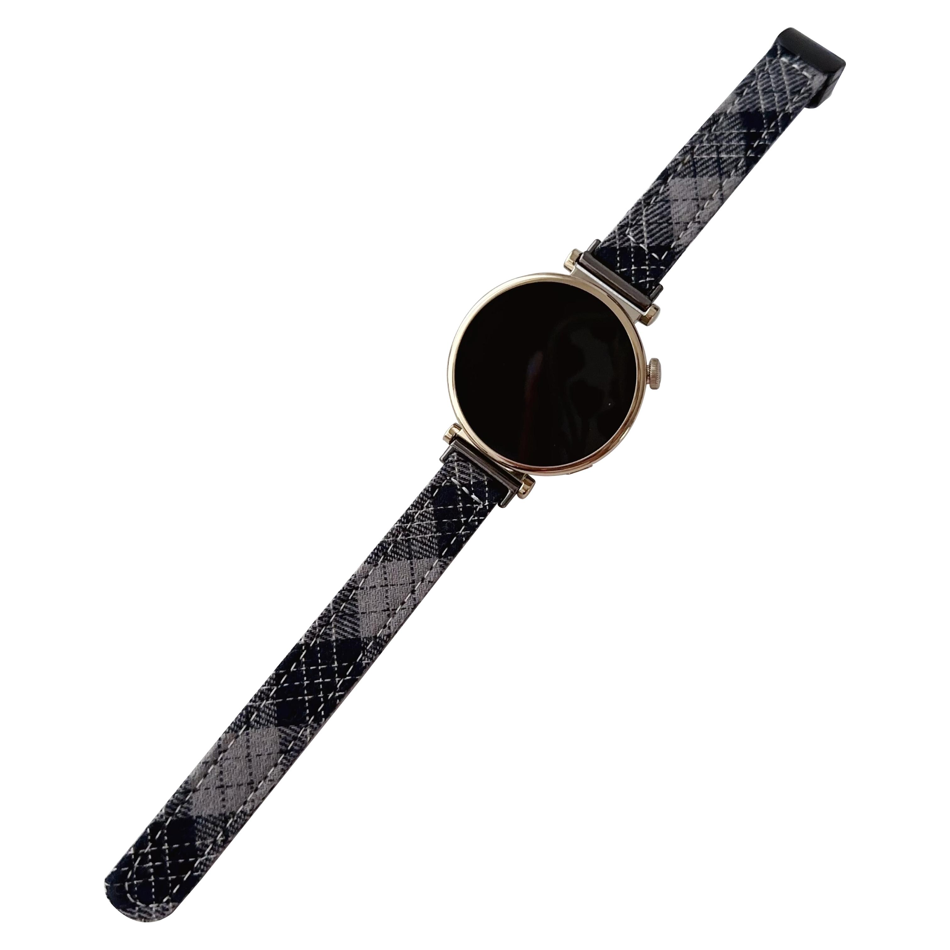 

22mm Universal Wrist Watch Band Magnetic Canvas Strap Replacement Black Grey