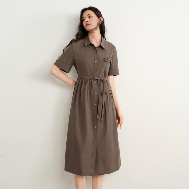 

Elva Island Women s Autumn Short Sleeve Belted Midi Dress M